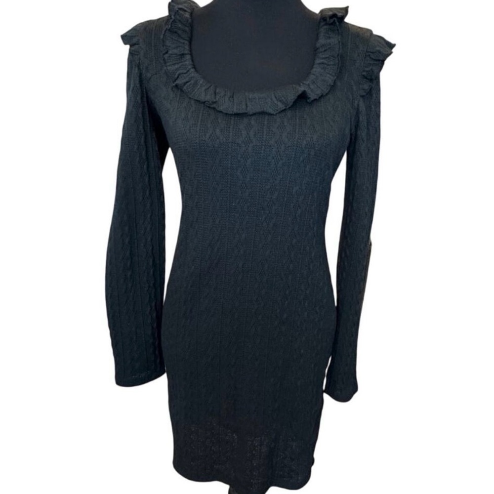 Black Ruffled Knit Sweater NWT - Picture 4 of 5